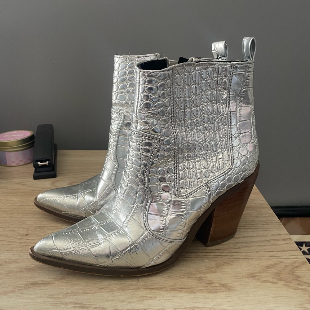 ASOS Silver Metallic Western Boot